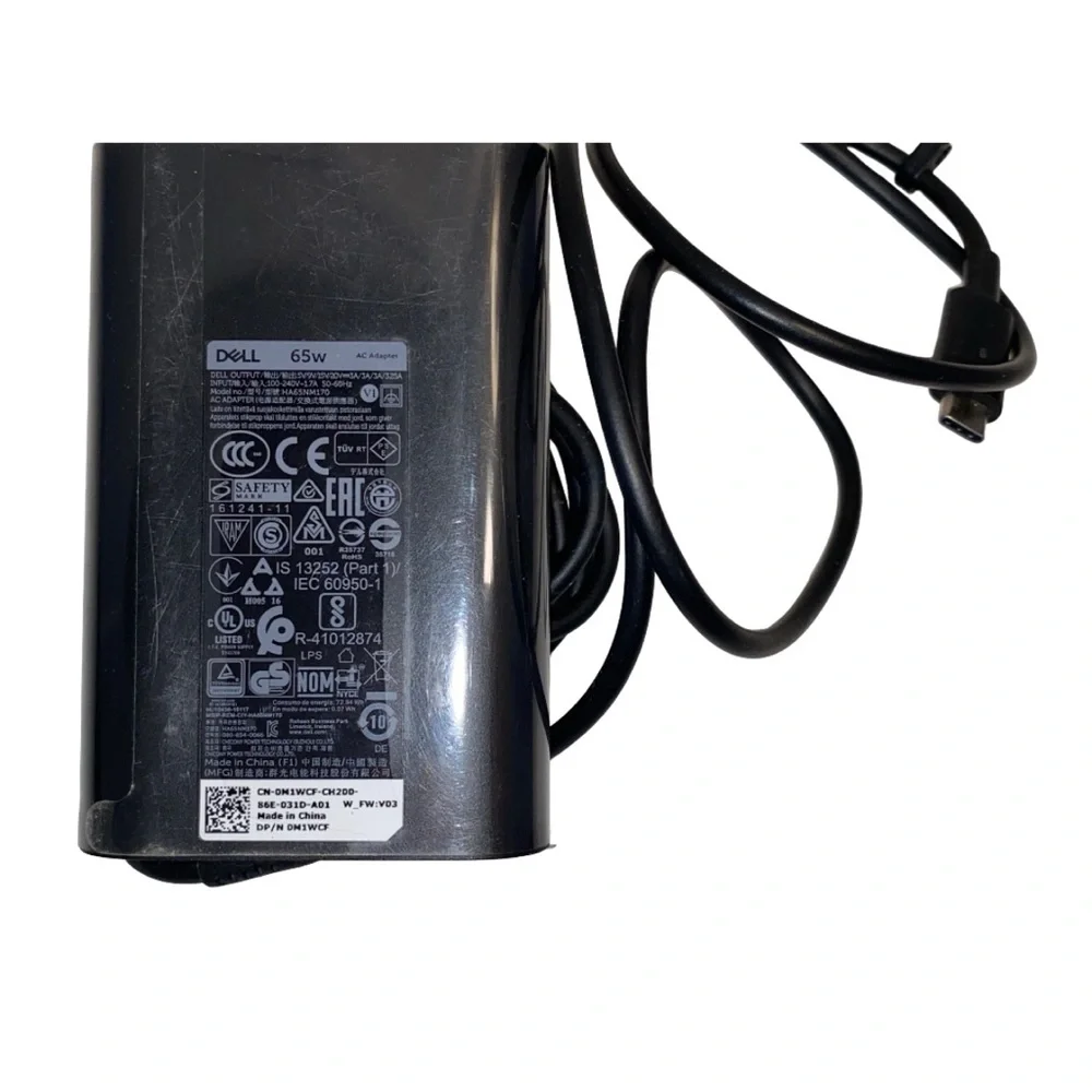 DELL 65W USB-C AC Adapter Laptop Charger – Model DM1WCF | No Power Cable